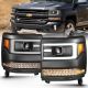 Anzo 111373 Headlights W/Plank Style Black W/Amber(Hid Type)For Silv 1500 16-17