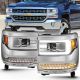 Anzo 111374 Headlights W/Plank Style Chrome W/Amber(Hid Type)For Silv 1500 16-17