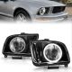 Anzo 121033 Crystal Headlights Black w/RX Halo For Mustang 05-09