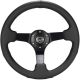 NRG RST-033BK-R Reinforced Steering Wheel - 330mm Sport Leather Racing ( 3 Deep) Comfort Grip 4mm matte black spoke with criss cross stitching