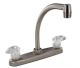 Valterra PF221402 Kitchen Faucet 8In Hi Arc 2 Lever 1/4 Turn Plastic Brushed Nickel